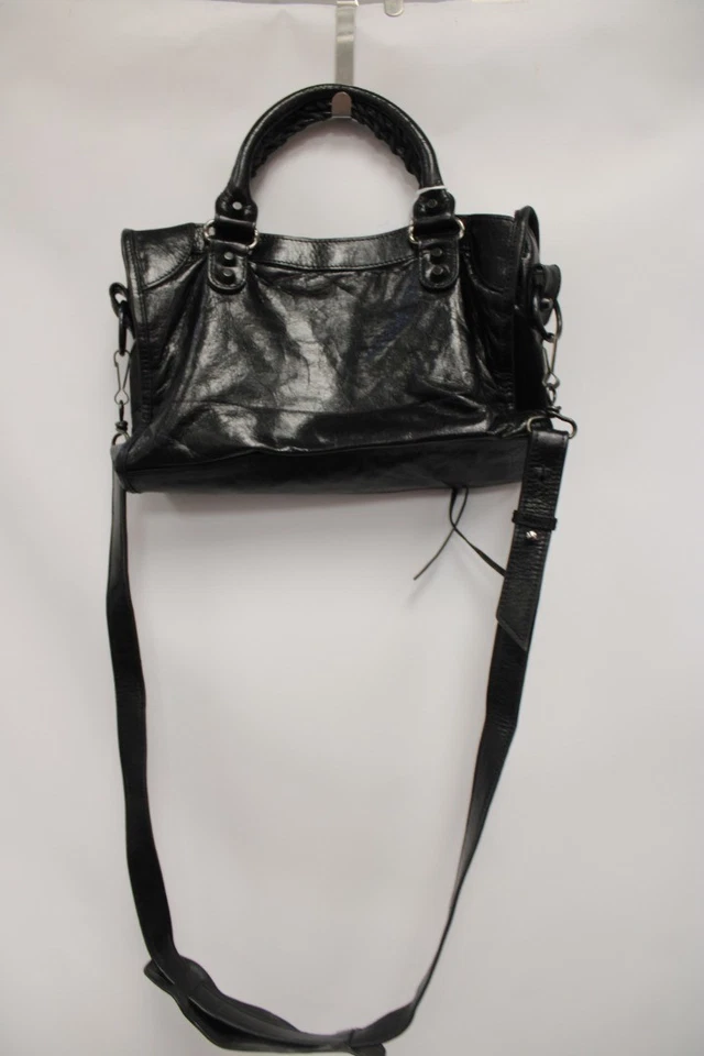 BALANCIAGA Le City Black Mini Leather Handbag Made In Italy 11"X7" - W69 - Image 3 of 4