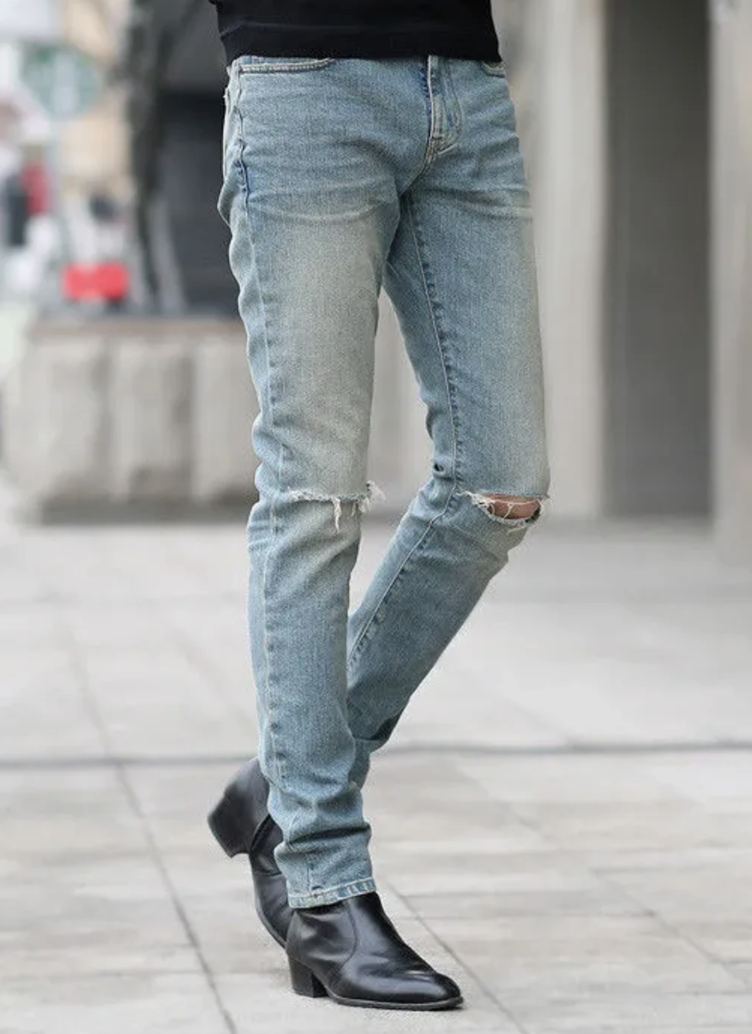 Saint Laurent Paris × Hedi Slimane Washed Knee Ripped Skinny Saint Laurent Paris × Hedi Slimane Washed Knee Ripped Skinny