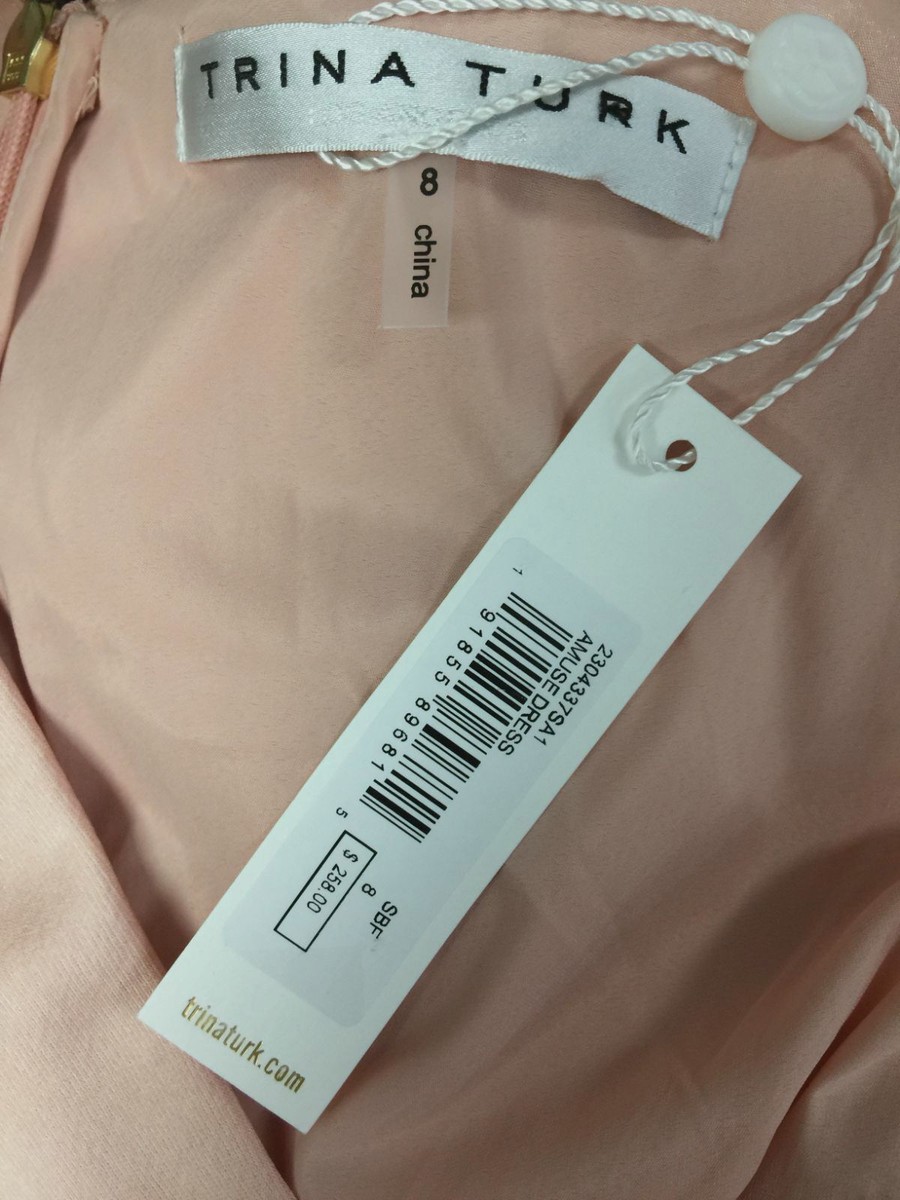 $258 Trina Turk Women's Pink Amuse V-Back Satin Cocktail Blouson