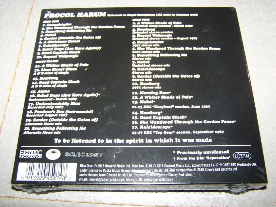 PROCOL HARUM SELF TITLED CLASSIC 1997 ALBUM ON 2 CD'S  - Image 2 of 2