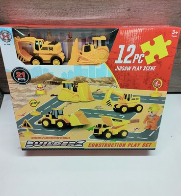 Baumeister Konstruktionsspielzeug Spielset 12-teilige Spielszene mit Matte Bagger & Schaufel 