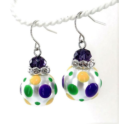 Mardi Gras Earrings for Woman Louisiana New Orleans Festival Drop Dangle Earring - Picture 5 of 10