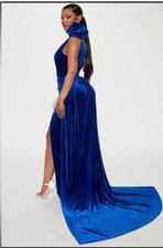 Fashion Nova Royal Blue Rosalia Stretch Velvet Maxi Dress Size 2X
