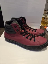 Converse chuck taylor all star burgundy leather M 7.5 high top worn once