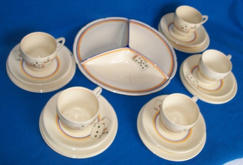 GRAYS POTTERY CUPS & SAUCERS, PLATES & SERVING DISH SUNBUFF PLAYING CARDS ARTDEC - Picture 5 of 15