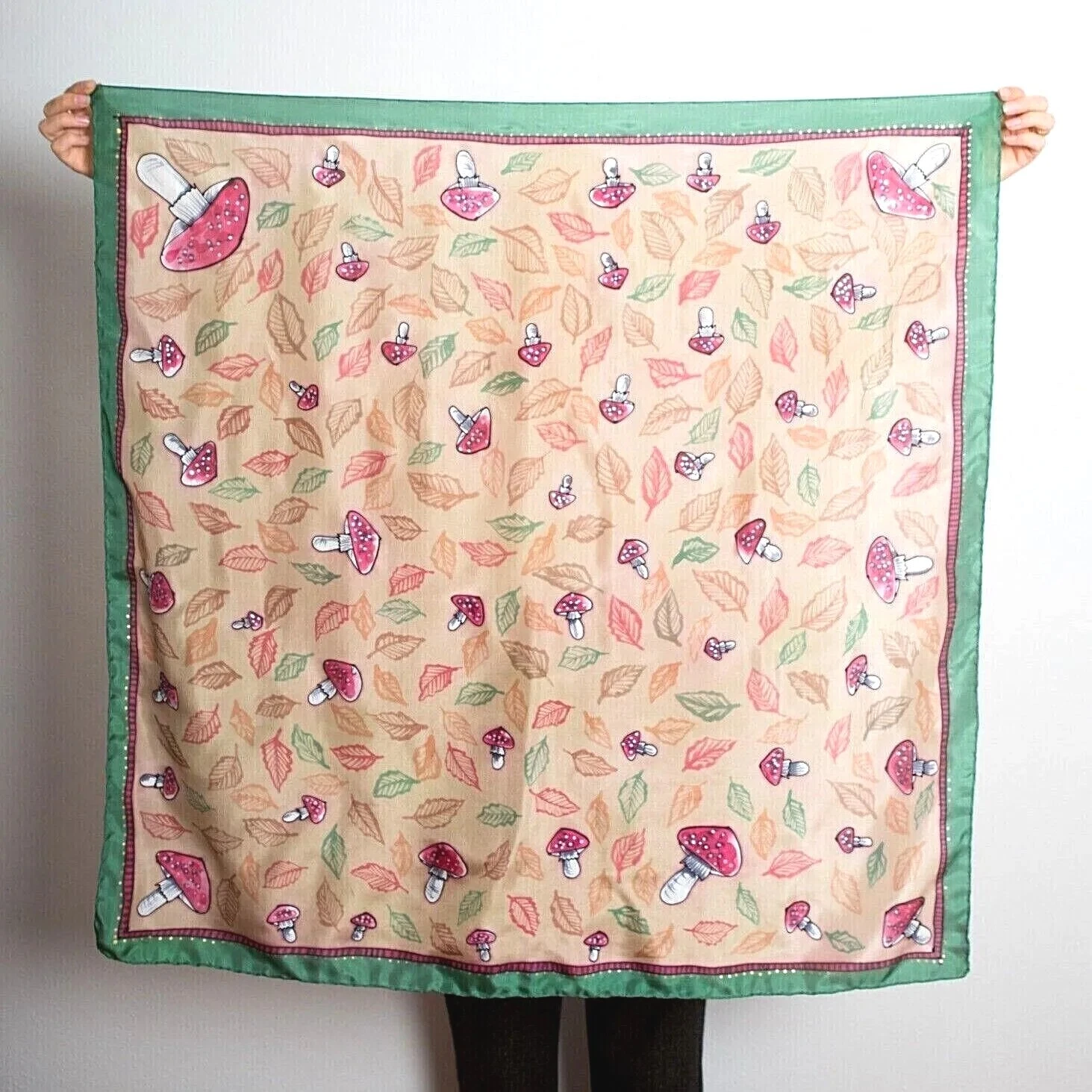 Mushroom Scarf Hand Painted Silk Scarf Square Scarf Amanita Muscaria Fall Scarf