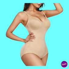 JUNLAN Women's Slimming Bodysuit, Invisible Slimming Body Shaper, Nude, UK XL