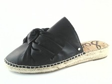 Sam Edelman Lynda Black Leather Espadrilles Mules Shoes US 6 and US 9.5 Flaw