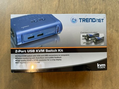 TRENDnet 2-Port USB KVM Switch Kit TK-207K With Cables - BRAND NEW SEALED