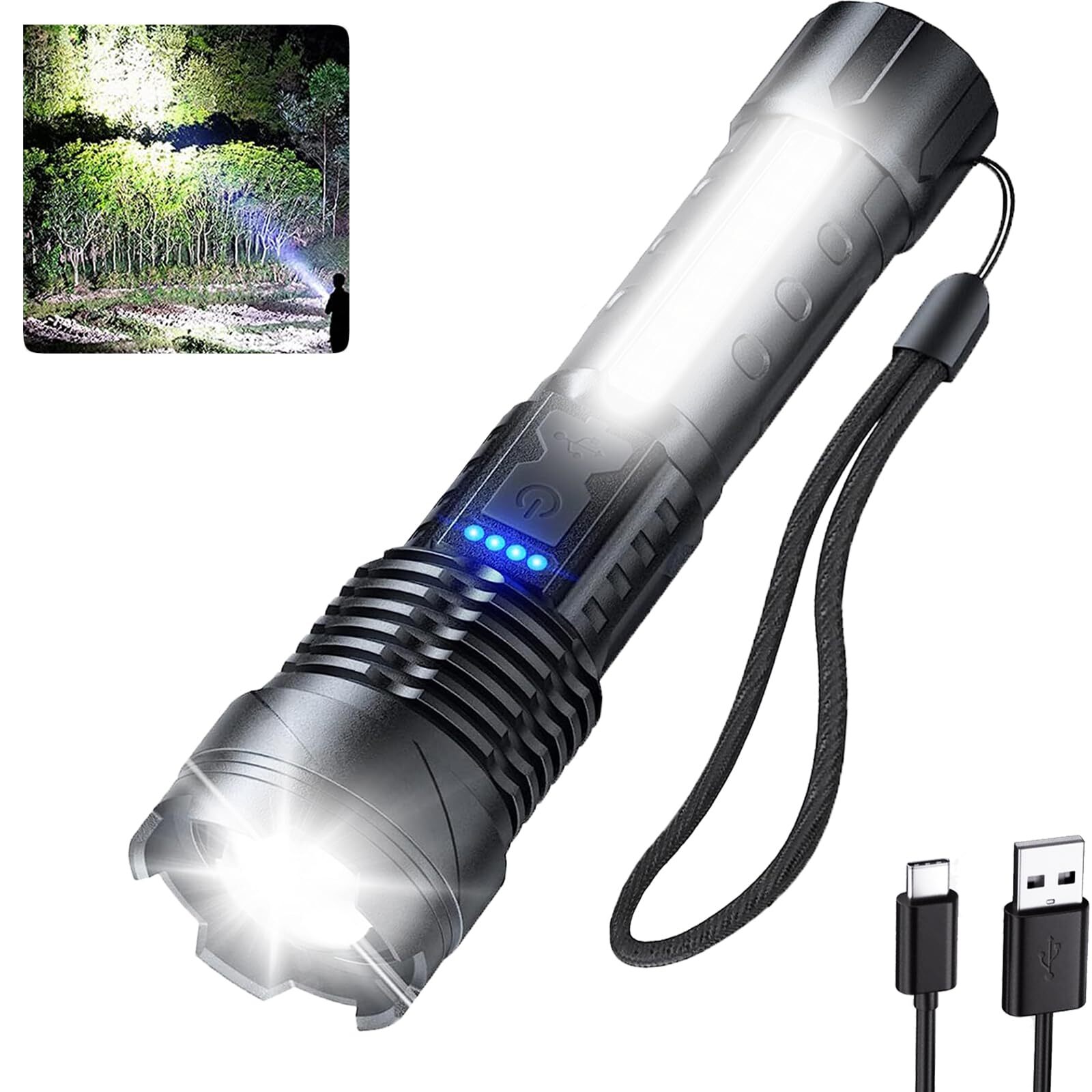 Flashlights High Lumens Rechargeable, 1,000,000 Lumen Super Bright Led Tactic...