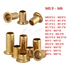 Brass Eyelet Hollow Tubular Rivets Leather Craft Grommet M0.9/1.3/1.5/1.7 to M6