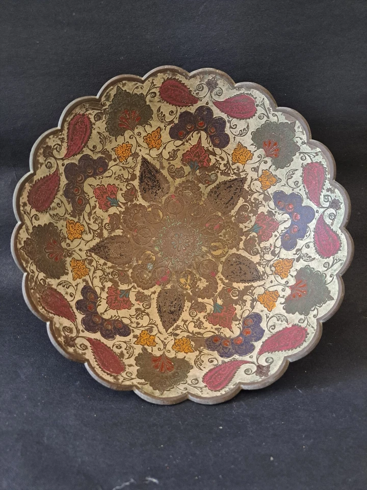 Antique Muradabad Round Brass Serving Vintage Bowl - Image 2 of 4