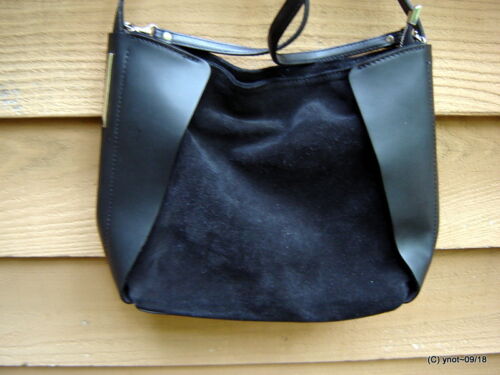 unique black suede-leather SOFIA CARDONI PURSE/tote w/side skirts ~ made ITALY  - Afbeelding 1 van 9