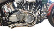Chrome Wyatt Gatling 2 into 1 Exhaust Pipe Header Kit fits Harley Davidson