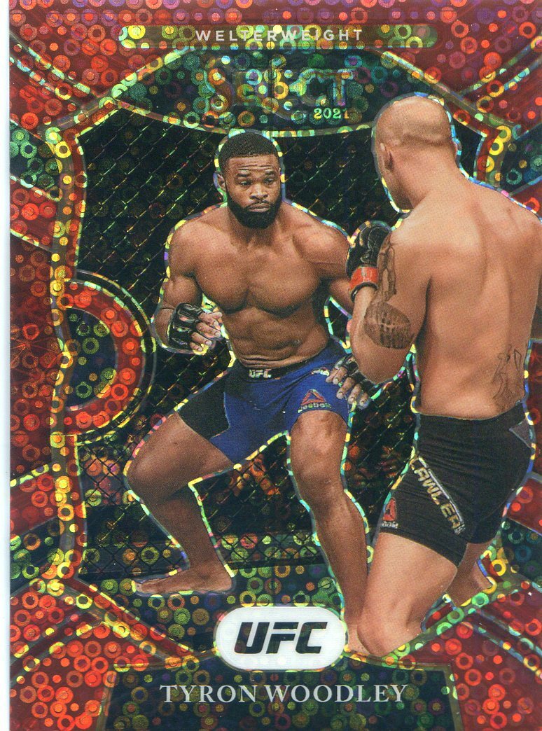 2021 Panini Select UFC H2 TYRON WOODLEY Red Disco Prizm #3 Concourse #76/199