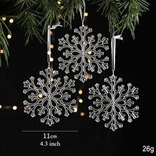6x Acrylic Transparent Snowflake Pendant Props Christmas Party Hanging Decor DIY