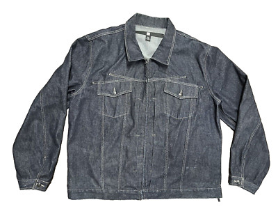 90s Marithe Francois Girbaud Men's Blue Dark Wash Zip Denim Jean Jacket Size 3XL