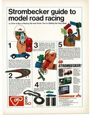 1967 STROMBECKER Model Slot Car Road Racing guide art Vintage Print Ad