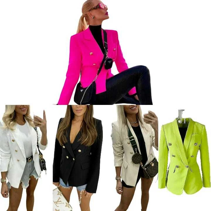 Ladies Gold Button Lined Blazer Military Formal Double Breasted Office Jackets
Opens in a new window