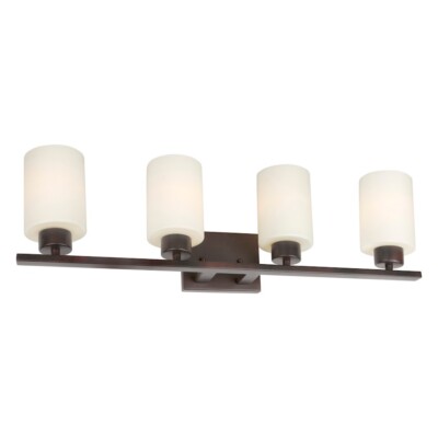 Forte Lighting 4-Light Bath Bar, Antique Bronze/Satin Opal Glass - 5186-04-32