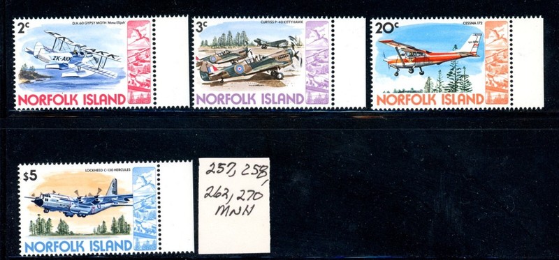 Norfolk Island Scott # 257, 258, 262, 270 - MNH - Nice Centering       (27-C186)