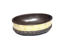 Vintage Mastercraft Basin Rare HEAVY Tiled Bowl Decorator High End Brown