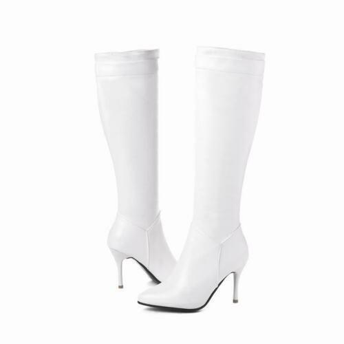 Botas altas a la rodilla para mujer zapatos delgados punta puntiaguda tacones de aguja montar caballero chic - Imagen 11 de 12