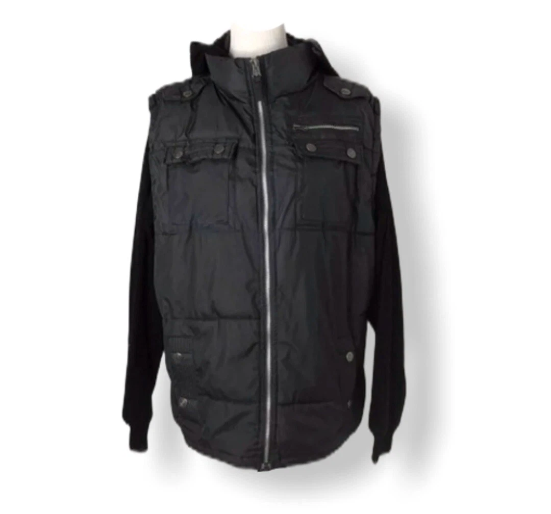 Research & Development Jacket Mens Large Black Grey Full Zip Hooded