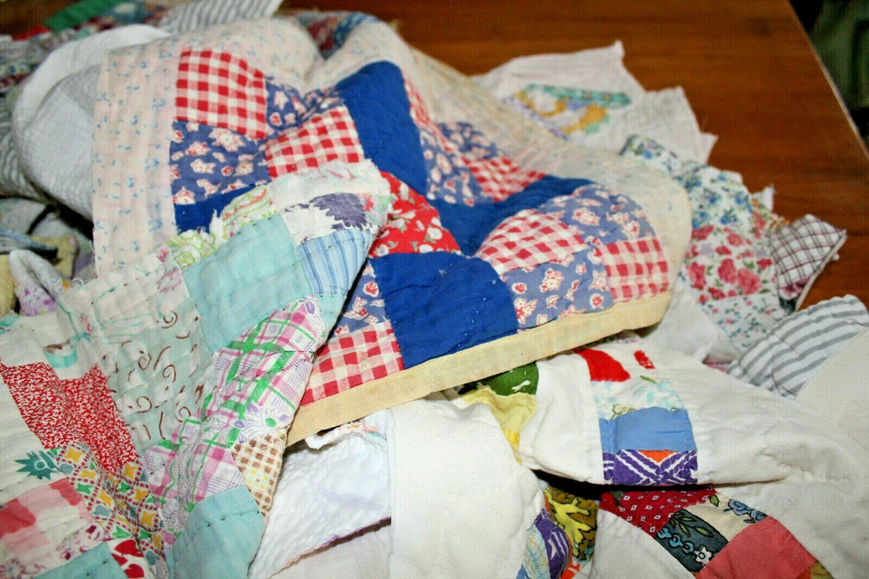 Vintage Cutter Quilt Pcs Junk Journal Slow Stitch Ephemera Grab Bag Half Pound - Image 4 of 4