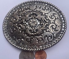 2007 Metal Belt Buckle, Nice Silver Style With Flower, Big Size, Nice Western St