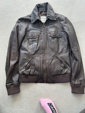 Esprit Womens Dark Brown Real Lambs Leather Biker Jacket Size Uk 12