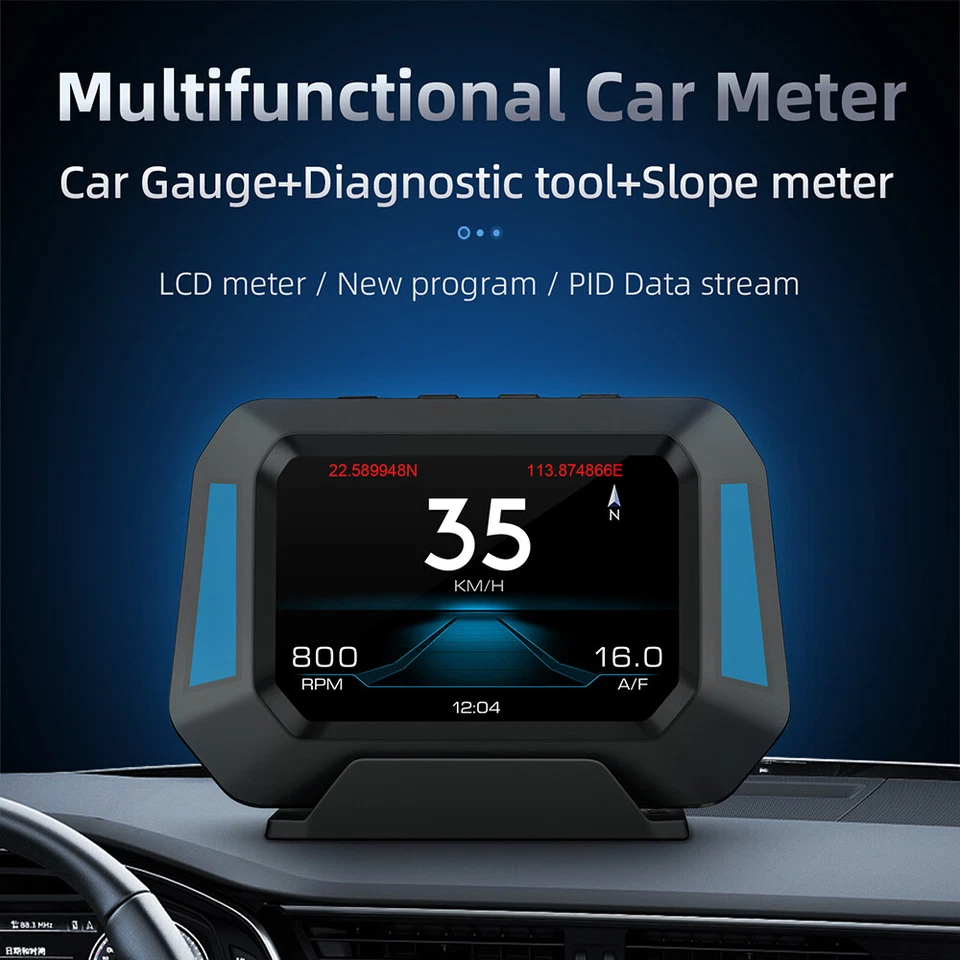 OBD2 + GPS + Medidor de pendiente HUD Coche Head Up Display Velocímetro RPM BAT Alarma de seguridad Foto 3 de 4