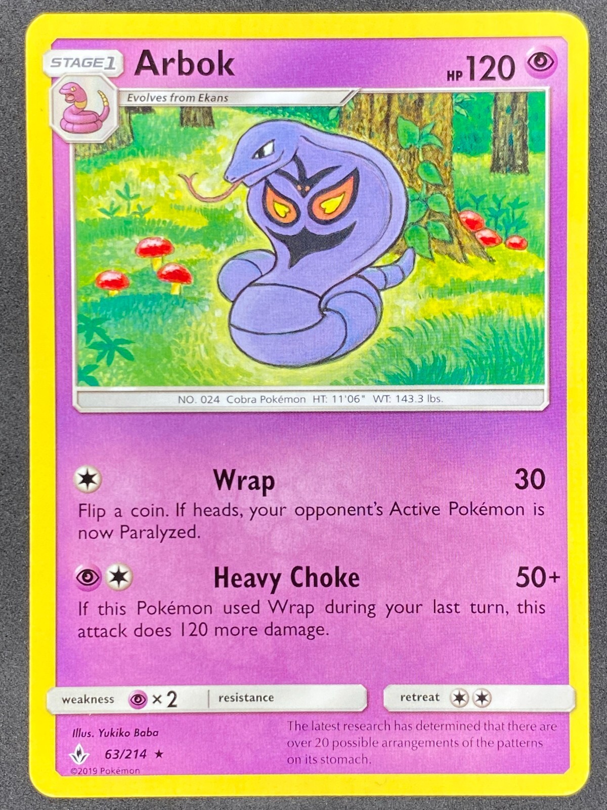 Pokémon Arbok 63/214 UNB Unbroken Bonds LP/NM