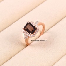 Natural Smoky Quartz, Engagement Ring, 925 Sterling Silver, Women's Gift Ring