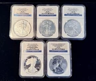 2011 American Silver Eagle 5 Coin Set 25th Anniversary Early Releases NGC PF 70