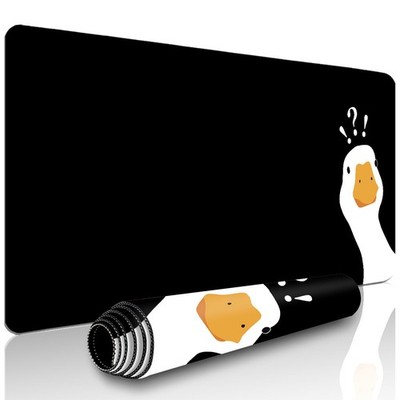 40*90cm XL XXL Extended Desk Mat & Mouse Pad - Non-Slip Rubber Base, Cute Duck w