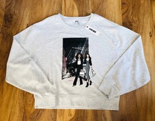 NWT DKNY Women s Iconic Shopping Graphic Print Heather White Sweatshirt Sz Large
