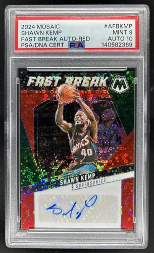 2024-25 Panini Mosaic Shawn Kemp Fast Break Auto Red #/49 #AFB-KMP PSA 9 Auto 10