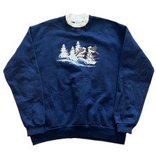Vintage 90s Top Stitch By Morning Sun Cotton Sweatshirt Birds Winter Women s L