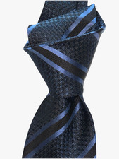  280 NWT TOM FORD Navy satin  Black ribbon stripes 3.5  woven silk neck Tie