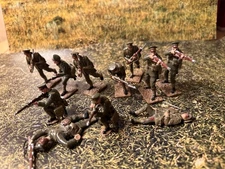 Quartermaster Toy Soldiers made in USA.  Eleven WW! British infantry 54mm Metal