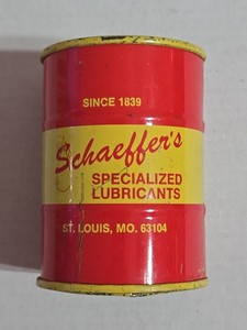Vintage SCHAEFFER's Lubricants OIL DRUM BARREL Can COIN BANK Tin Advertising