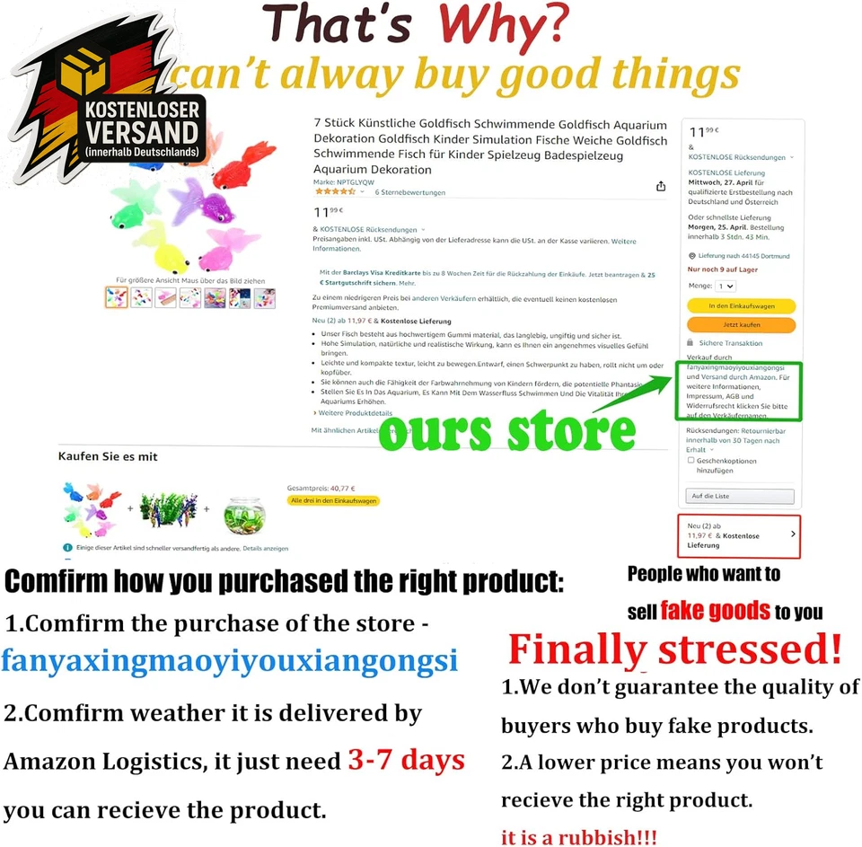 Bewegliche Fische Kunststoff Schwimmende Goldfisch Aquarium Dekoration Kinder Sp - Bild 2 von 4