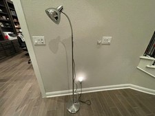 VINTAGE MACHINE AGE INDUSTRIAL CHROME BREWER MEDICAL ADJUSTABLE FLOOR LAMP