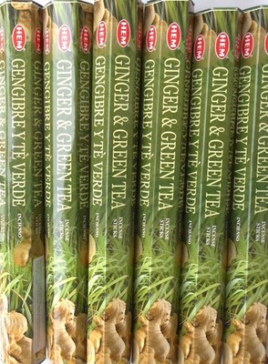 6 Packg. á 20 Stück RÄUCHERSTÄBCHEN Marke HEM Ginger Green Tea Ingwer grüner Tee