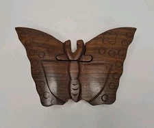 Butterfly Shaped Wooden Puzzle Trinket Box 