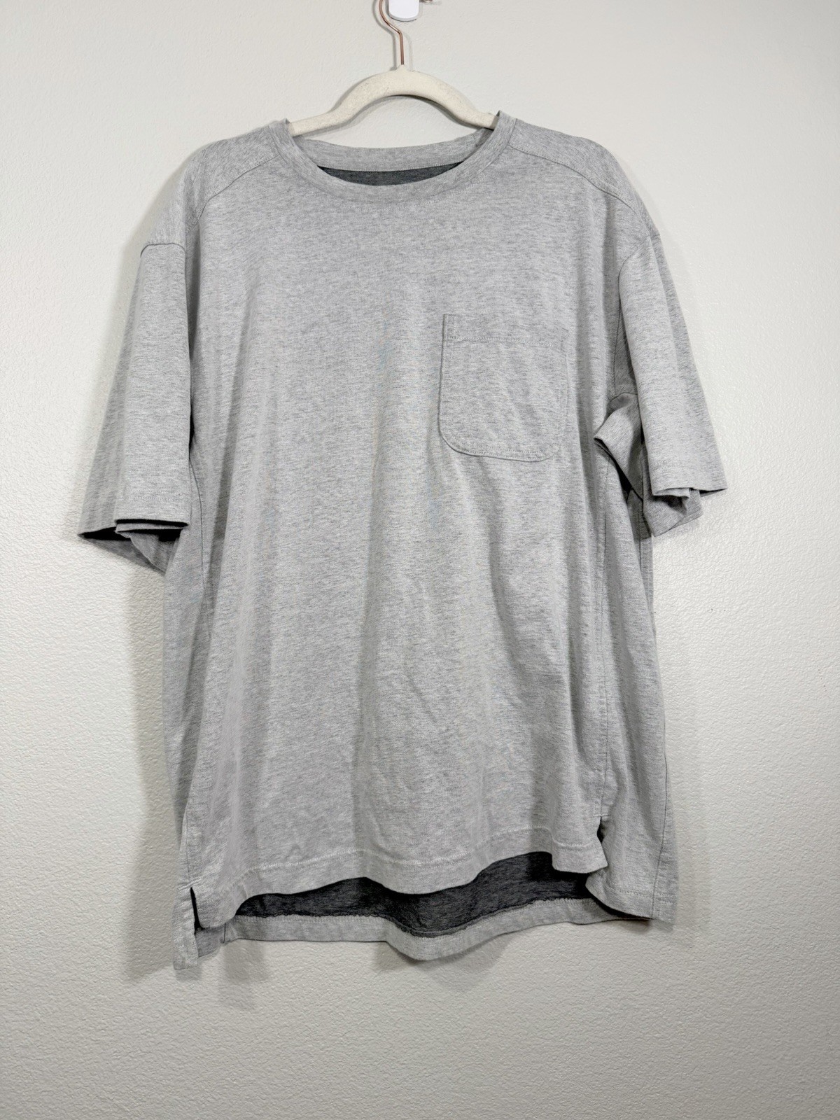 Duluth Trading Co Shirt Short Sleeve Gray Pocket Tee Cotton Blend Coolmax Men L