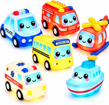 Bath Toys for Kids Ages 1-3, 6 Pack Water-Activated Light up Vehicle Toys