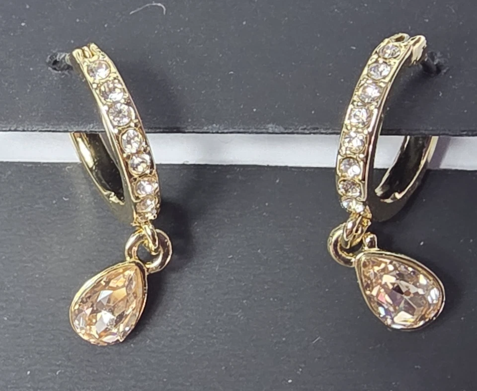 Pendientes Givenchy Topacio Circonita cúbica Aro Dimonique Blanco con Lágrima Marrón Colgante Gota Foto 2 de 4