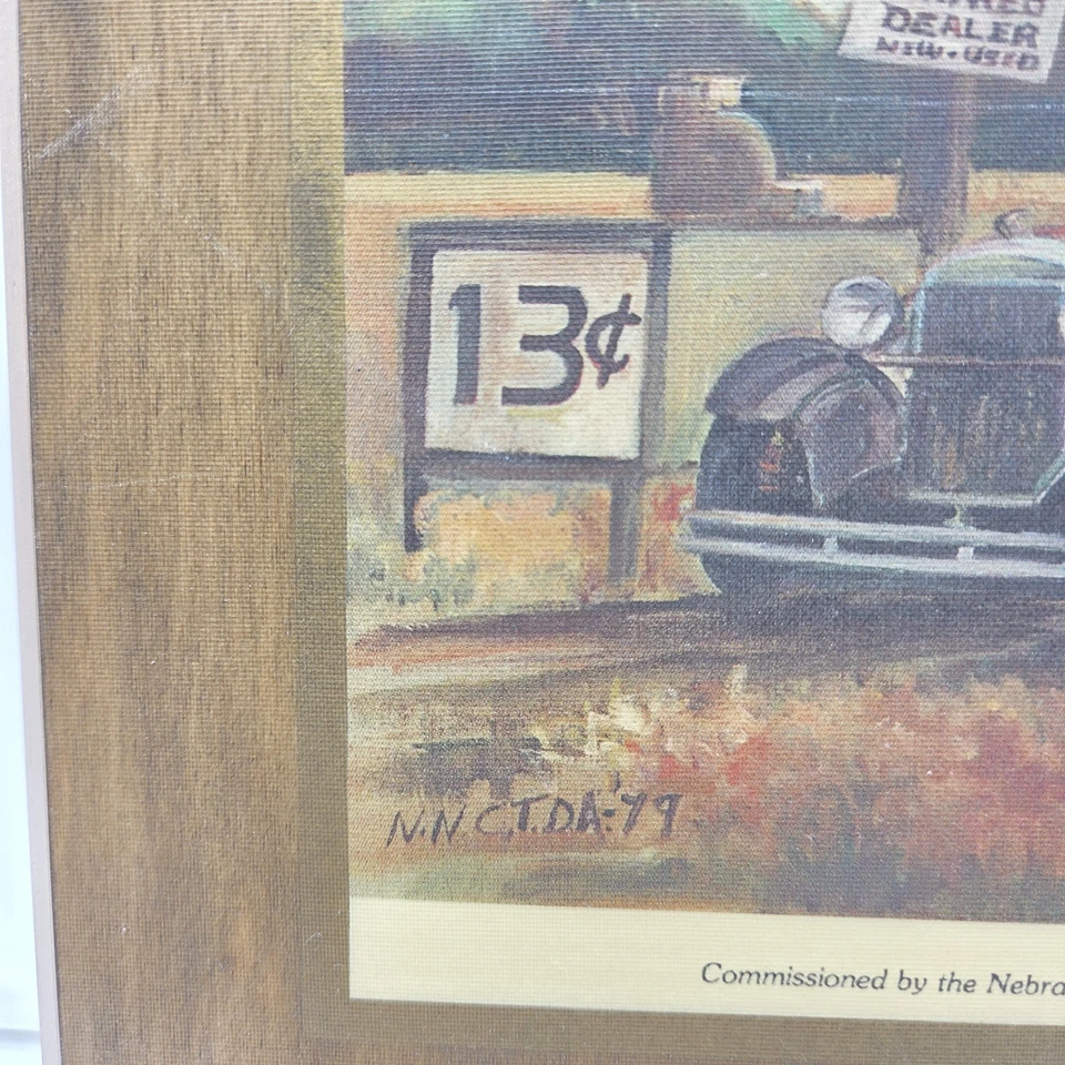 Placa de 12"x11" vintage 1979 Joye DeKlotz impresión de gasolinera concesionarios de automóviles de Nebraska Foto 3 de 4